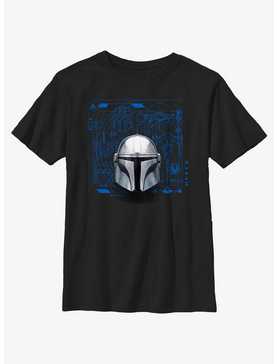 Star Wars The Mandalorian Helmet Schematic Youth T-Shirt, , hi-res