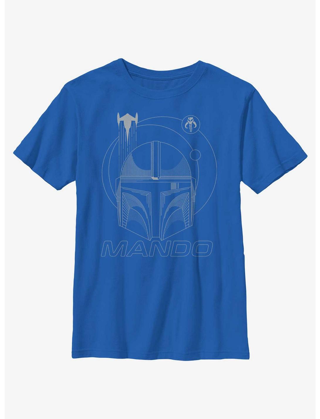 Star Wars The Mandalorian Mando Line Art Youth T-Shirt, ROYAL, hi-res