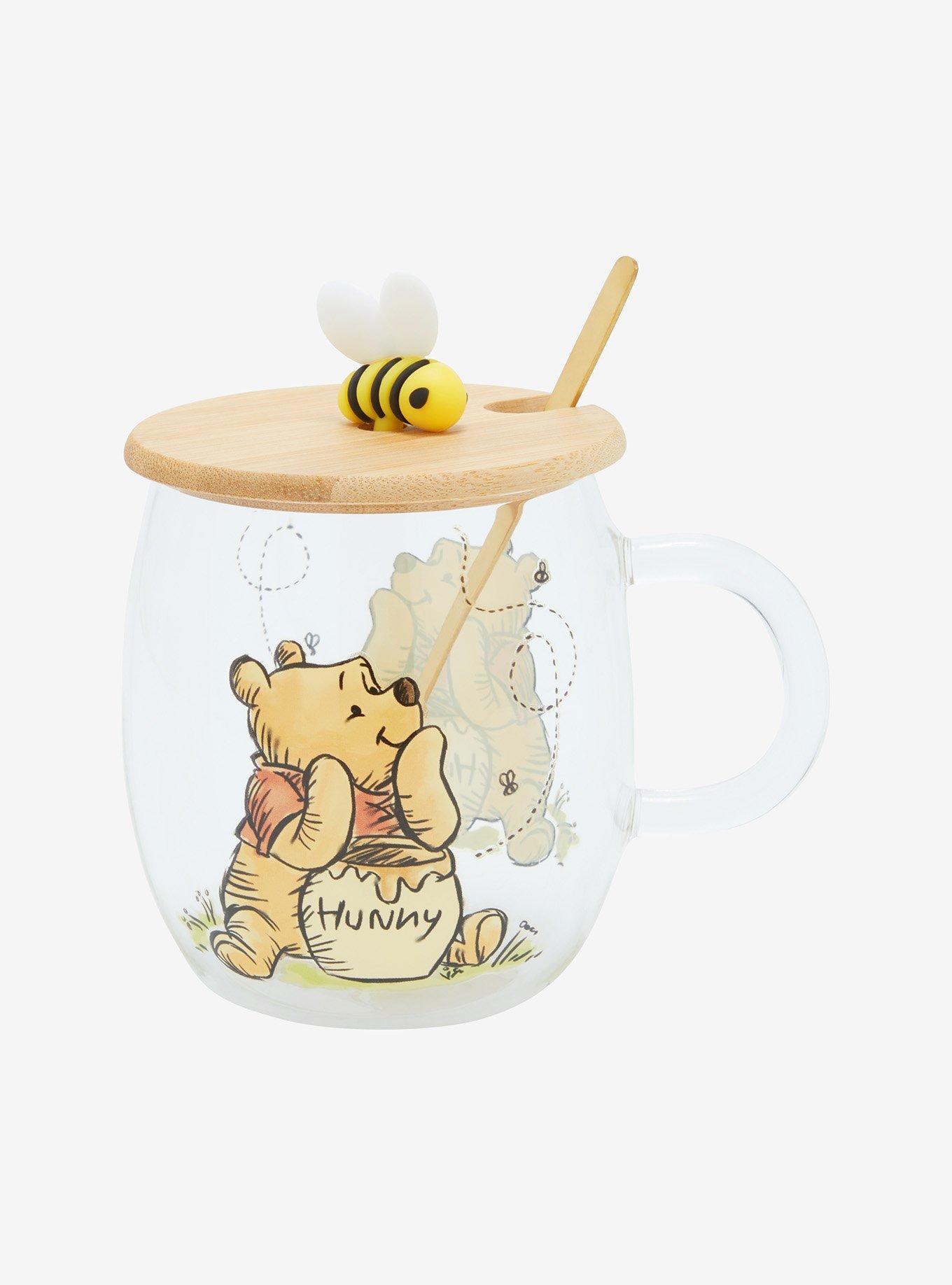 Disney Winnie the Pooh Portrait Glass Mug with Lid & Spoon, , hi-res