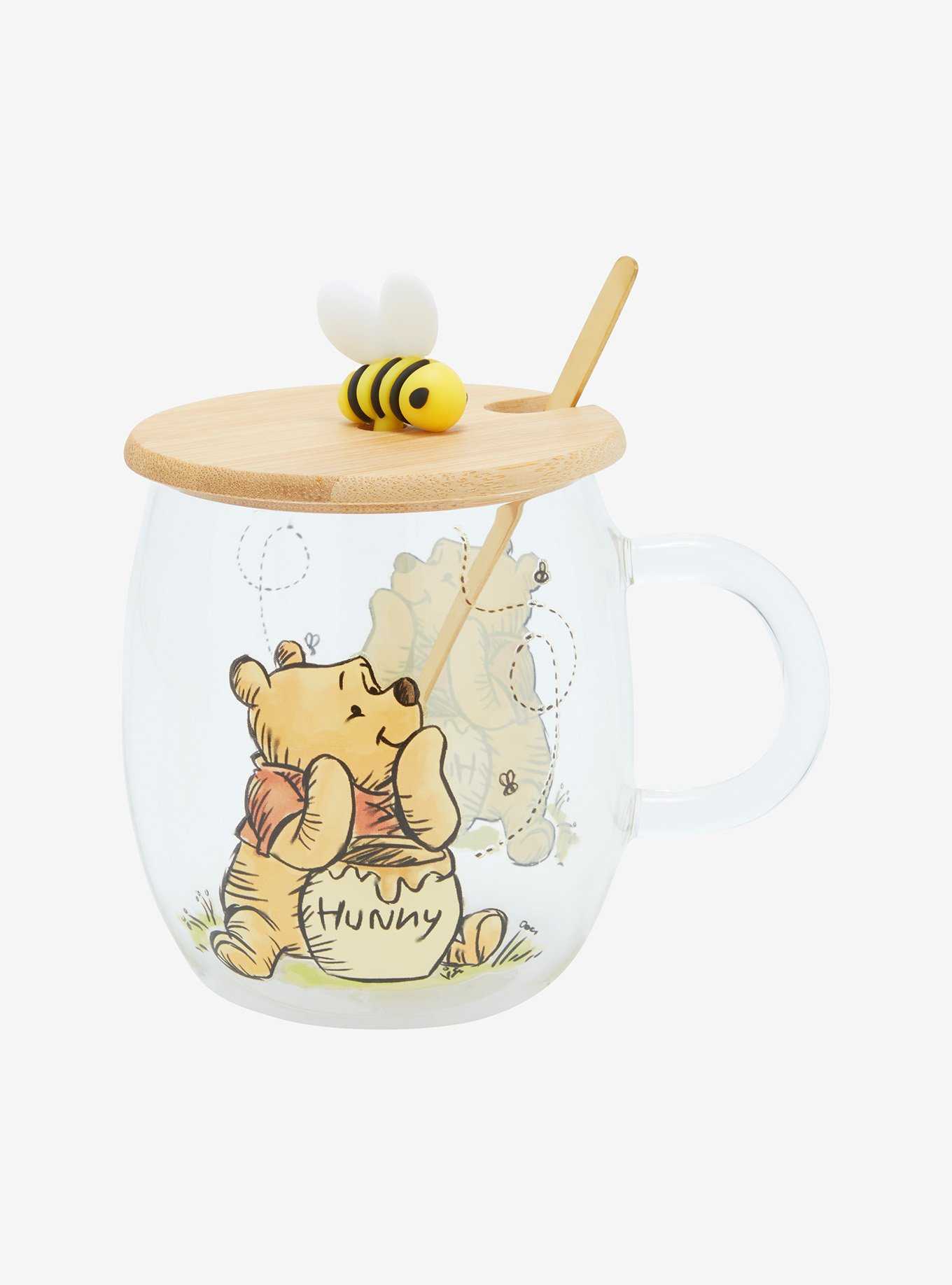 Disney Winnie the Pooh Portrait Glass Mug with Lid & Spoon, , hi-res