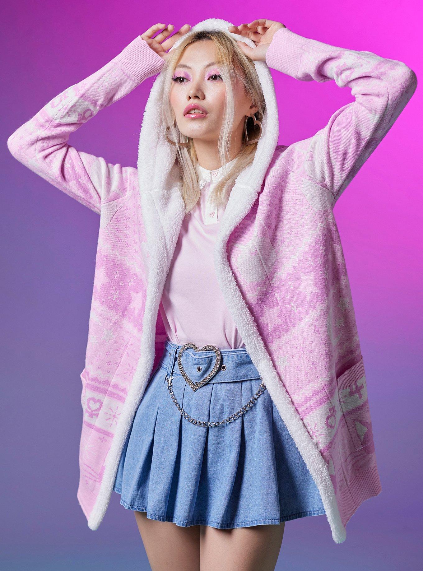 Pink store sherpa cardigan