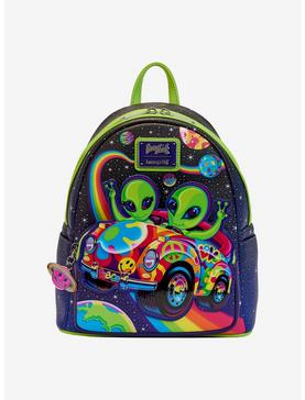 Loungefly Lisa Frank Peace Love & Aliens Glow-In-The-Dark Mini Backpack, , hi-res