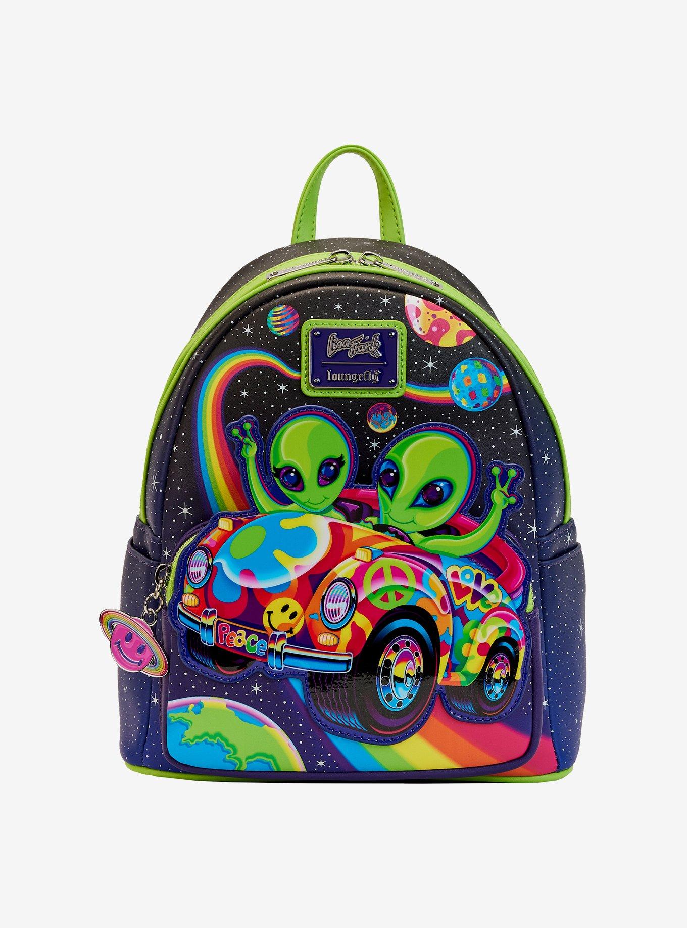Loungefly Lisa Frank Peace Love & Aliens Glow-In-The-Dark Mini Backpack, , hi-res