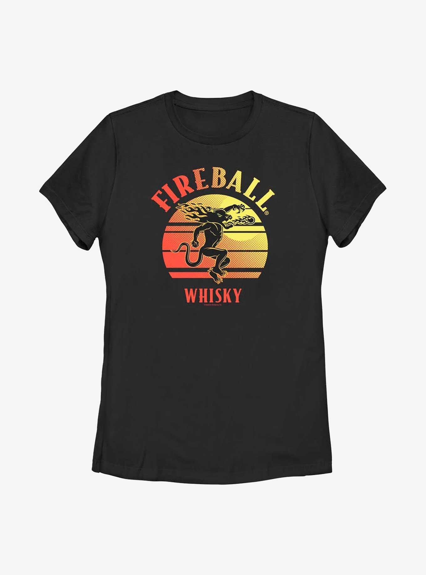 Fireball Whisky Sunset Womens T-Shirt, BLACK, hi-res