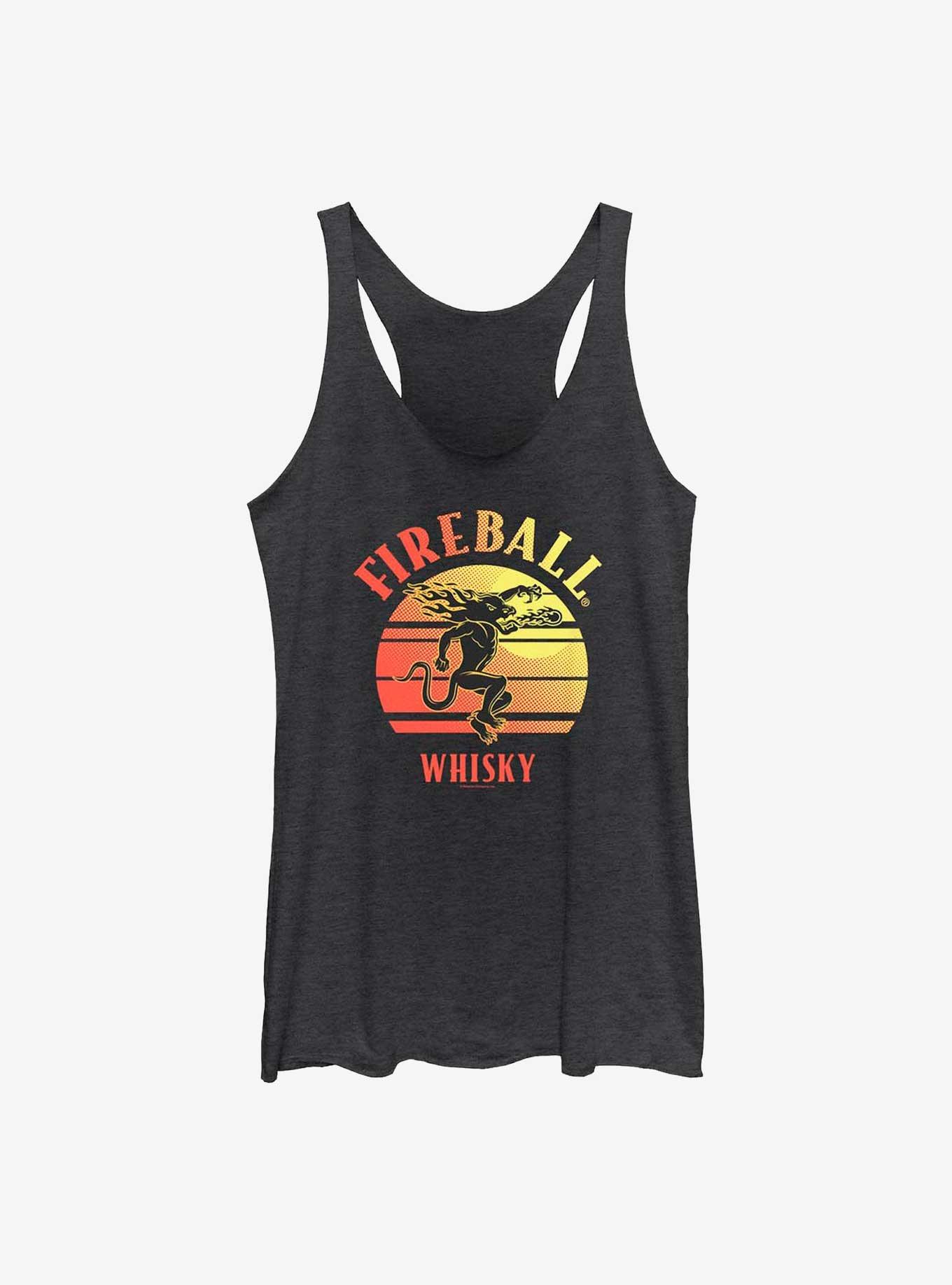 Fireball Whisky Sunset Womens Tank Top, BLK HTR, hi-res