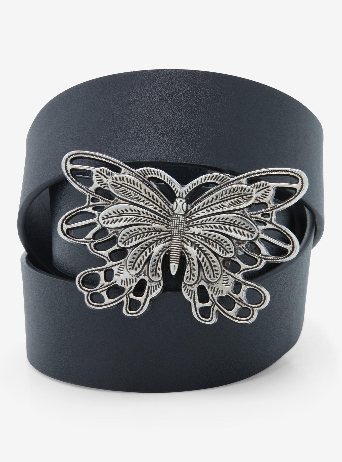 Butterfly Buckle Belt, SILVER, hi-res