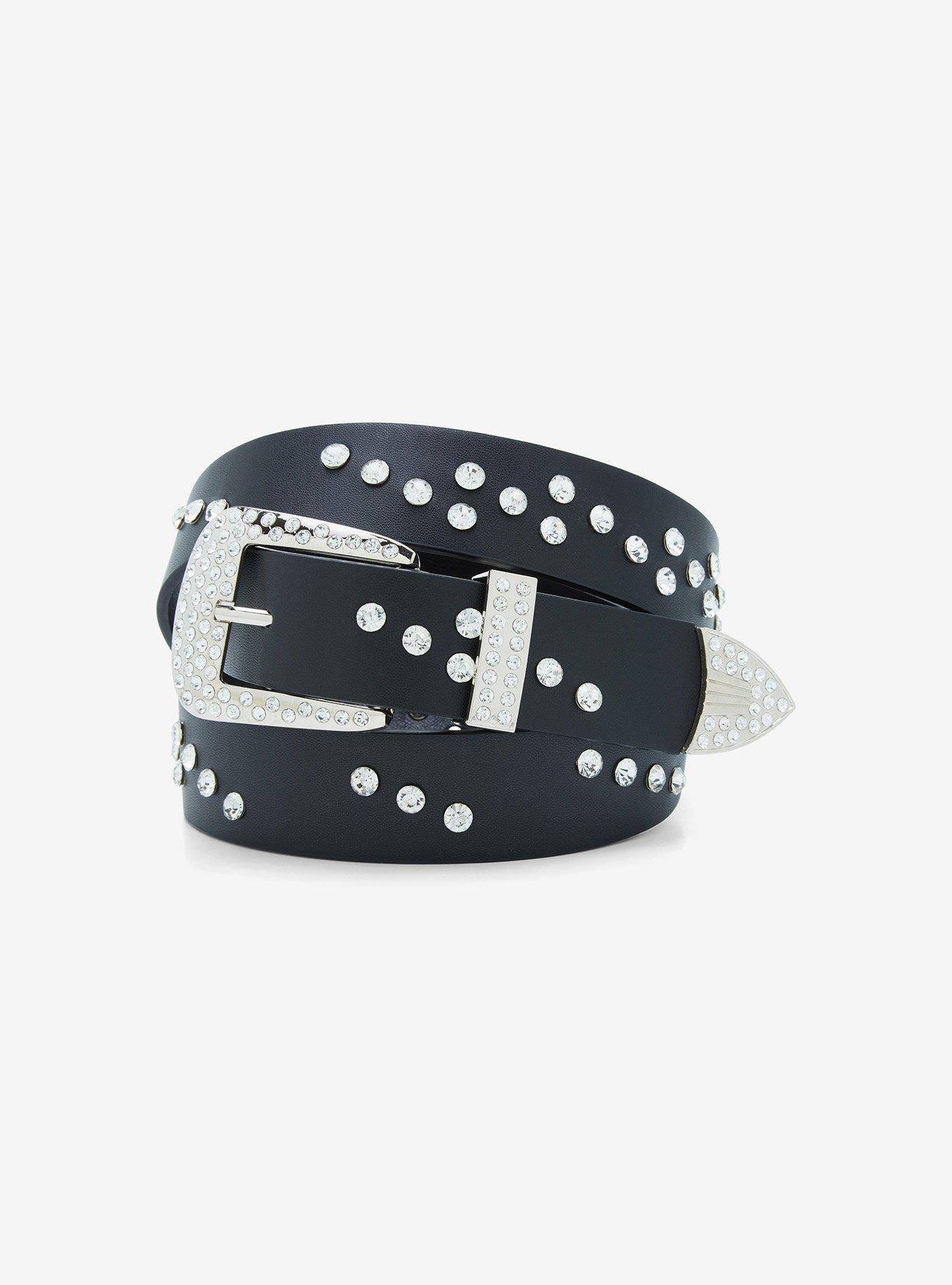 Black Clear Rhinestone Belt, , hi-res