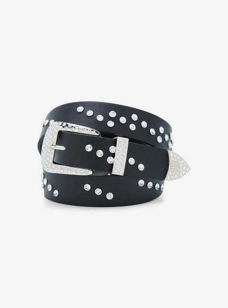 Black Clear Rhinestone Belt | Hot Topic