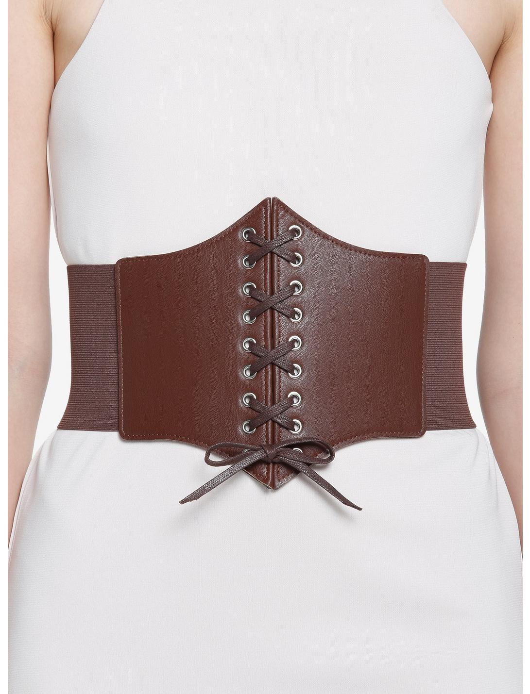 Brown Lace-Up Elasticated Corset