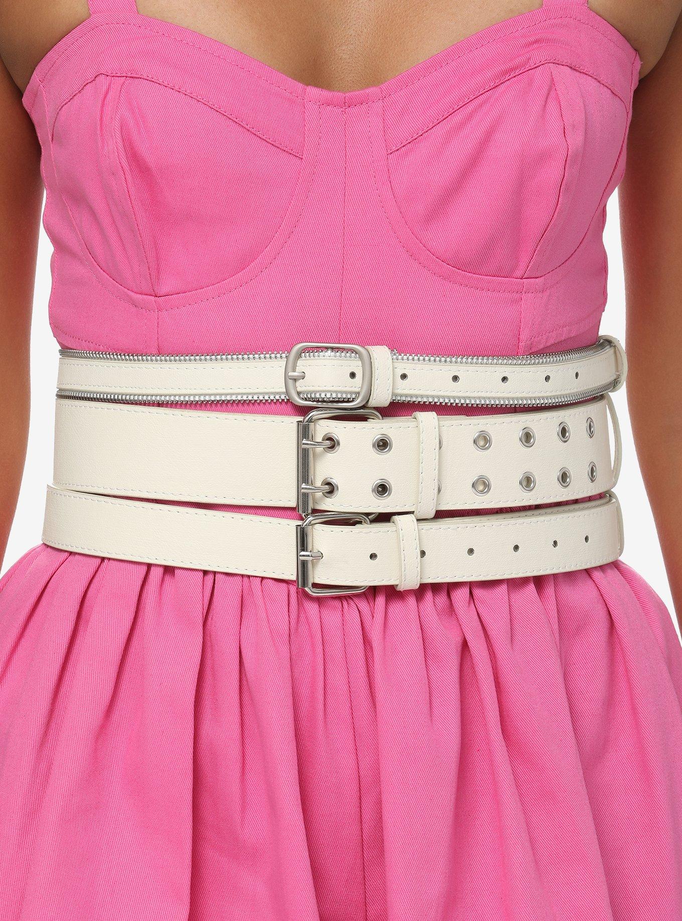 Triple Layer Cream Belt, BEIGE, hi-res