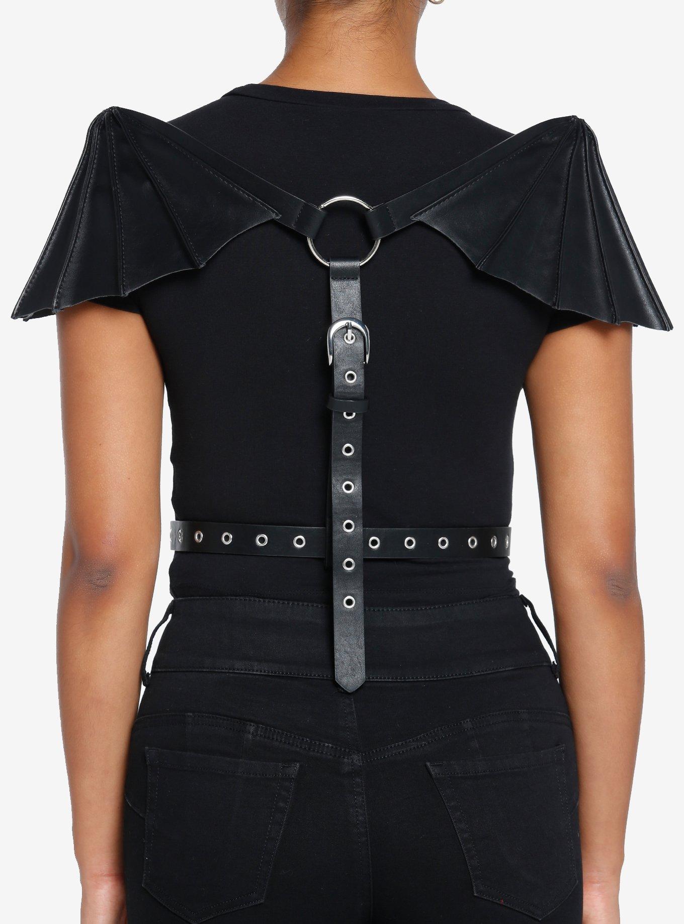 Bat Wing Grommet Buckle Harness, BLACK, hi-res