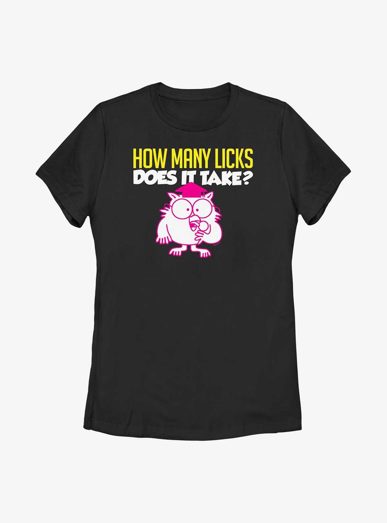 Tootsie Roll Mr. Owl How Many Licks Womens T-Shirt, BLACK, hi-res