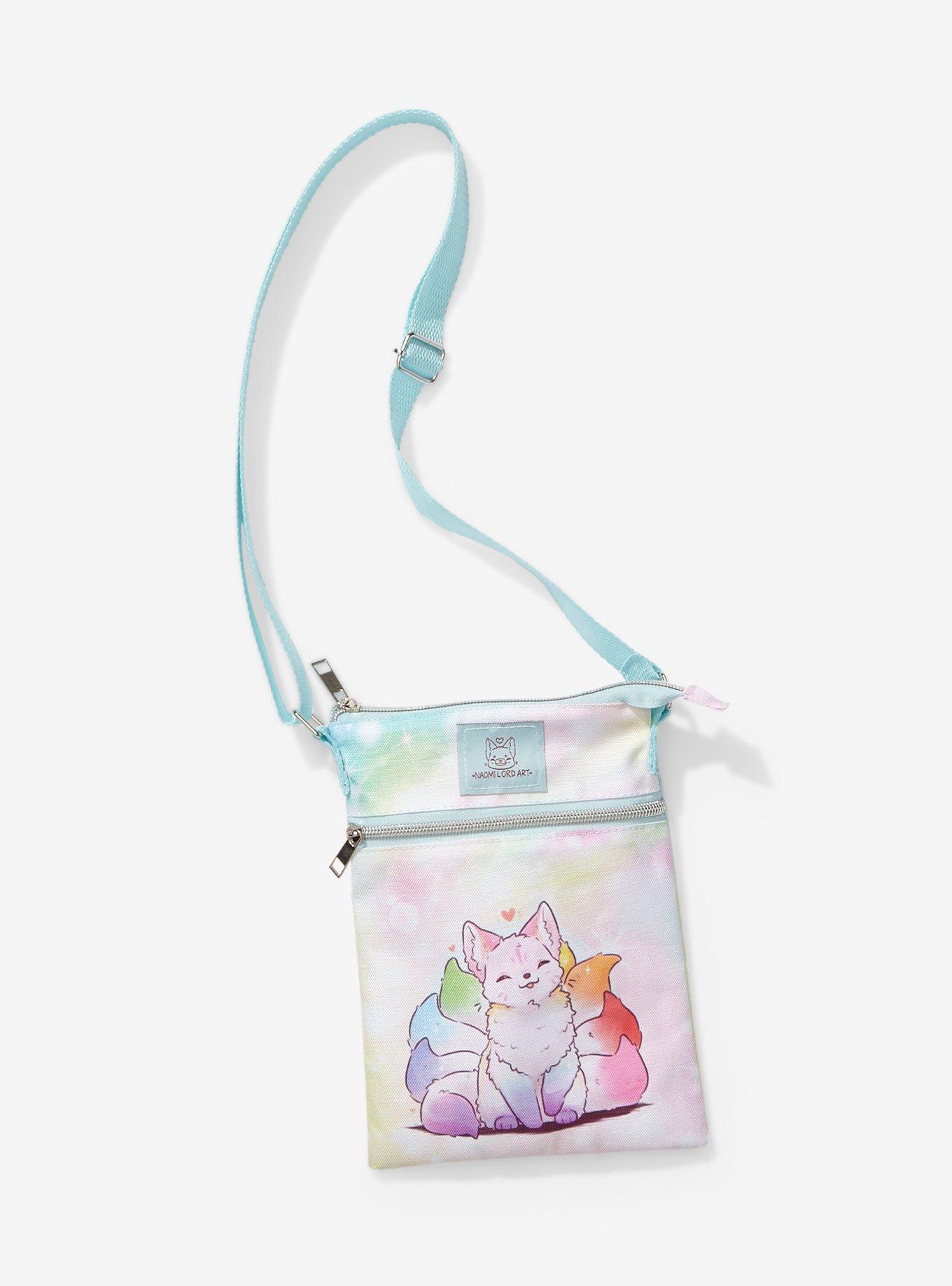 Rainbow Tail Fox Passport Crossbody Bag By Naomi Lord Art, , hi-res