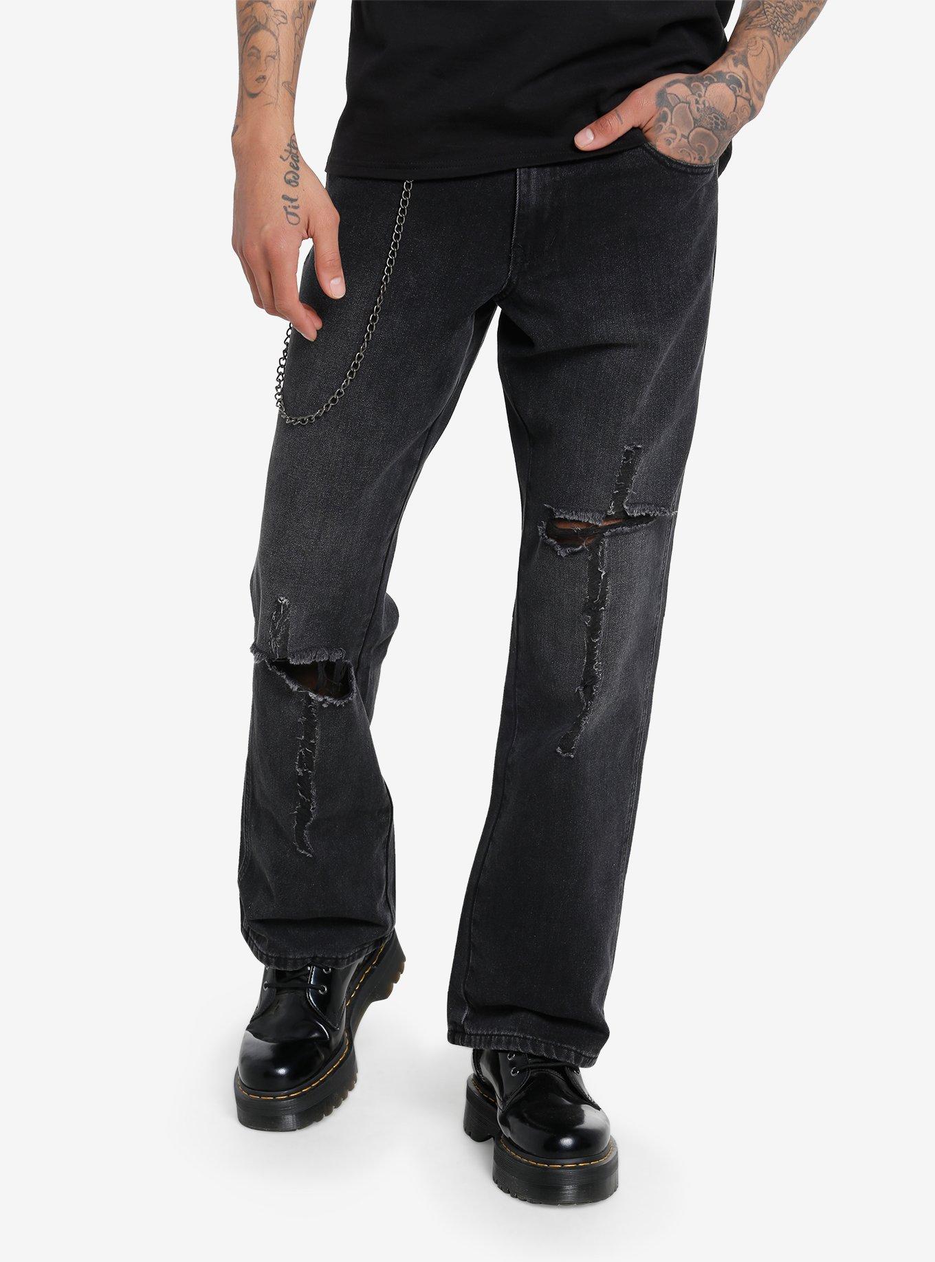 Black best sale destructed jeans