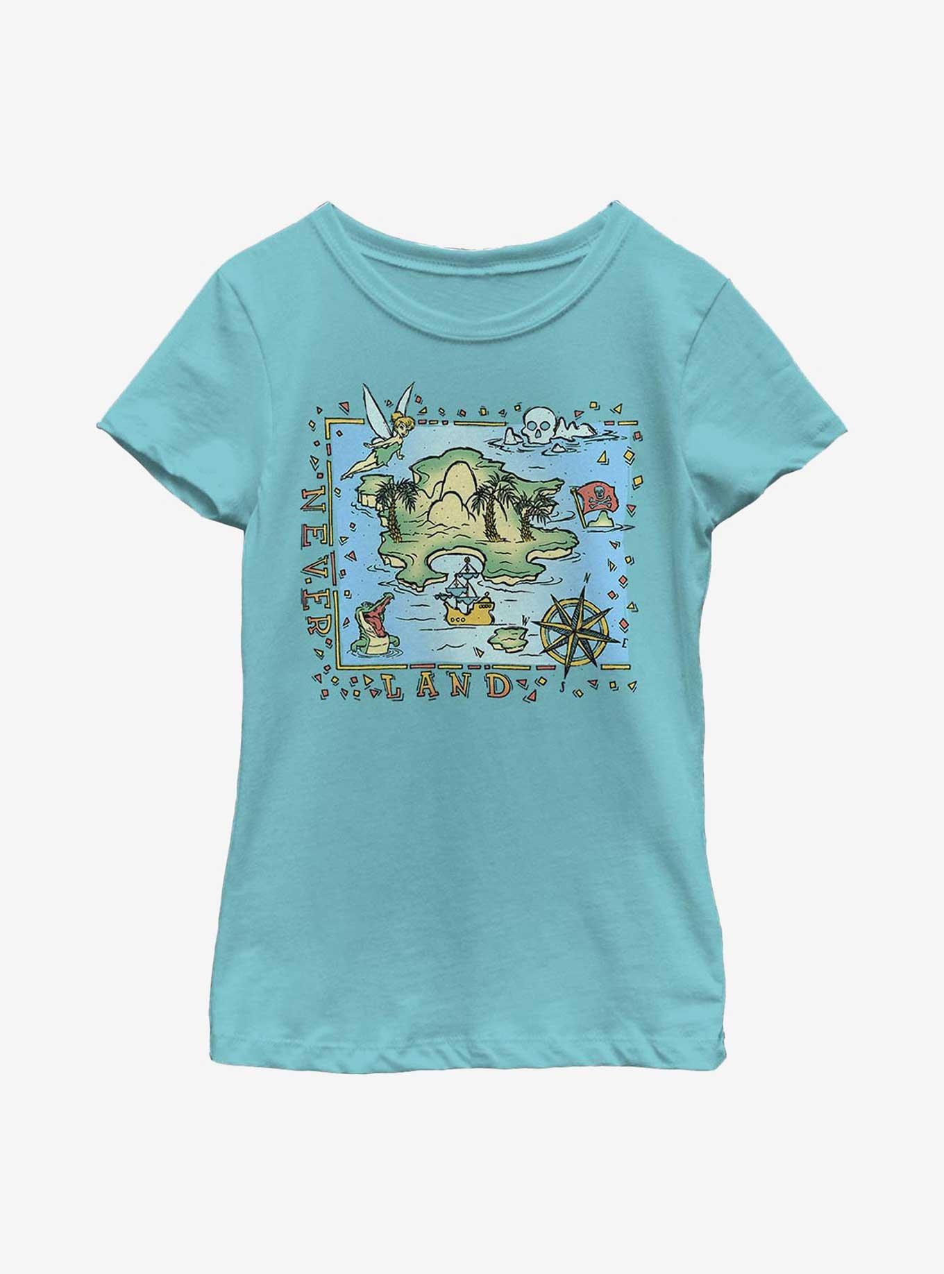 Disney Peter Pan Neverland Map Youth Girls T-Shirt, TAHI BLUE, hi-res