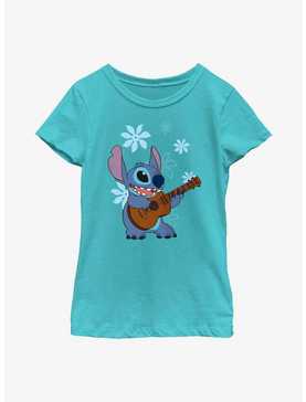 Disney Lilo & Stitch Ukelele Flowers Youth Girls T-Shirt, , hi-res