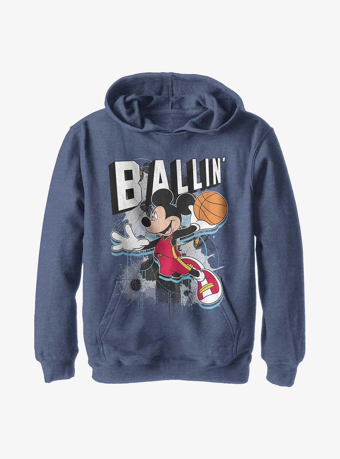 Disney Mickey Mouse Ballin' Youth Hoodie, NAVY HTR, hi-res