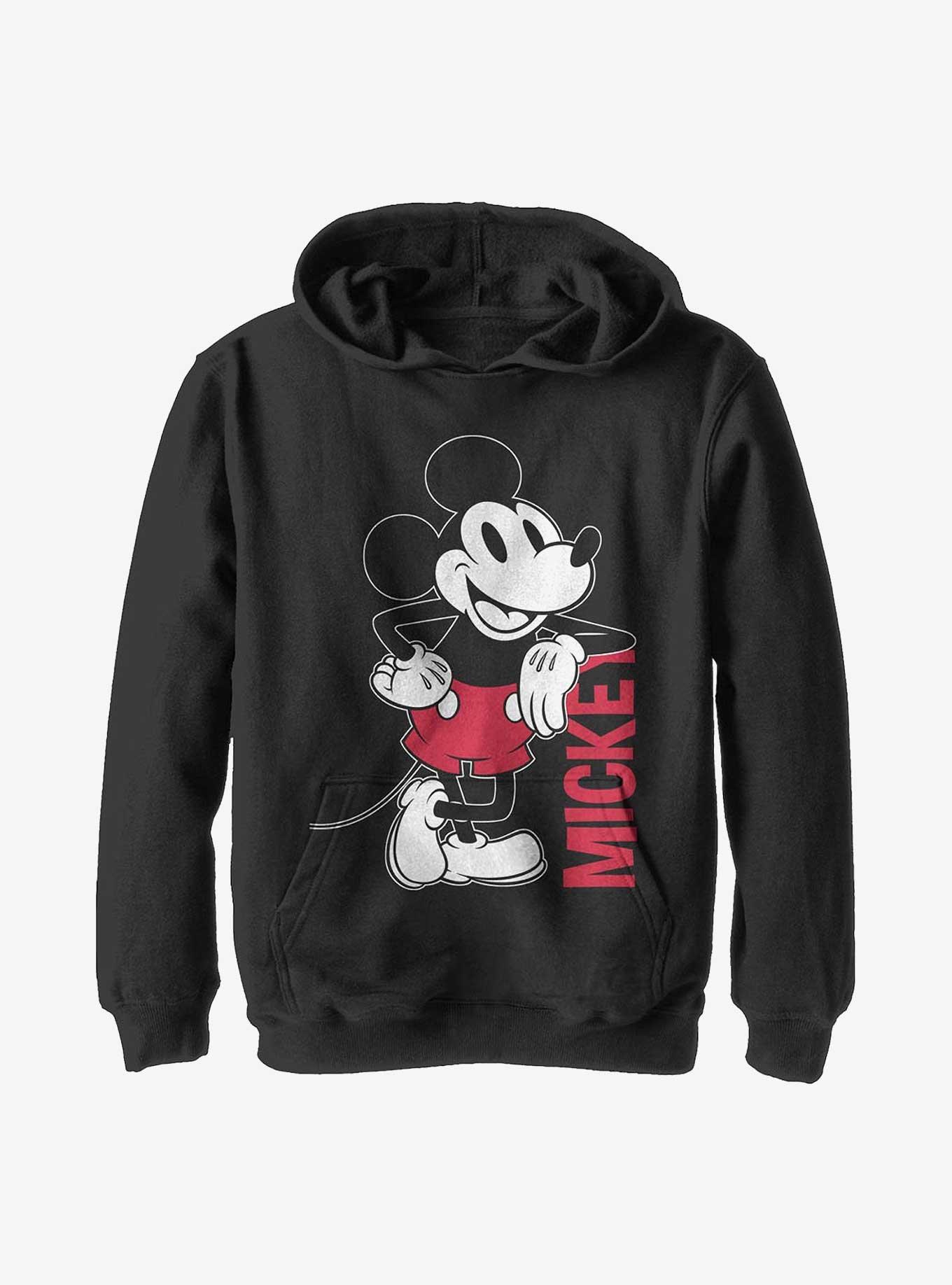 Disney Mickey Mouse Leaning Youth Hoodie, BLACK, hi-res