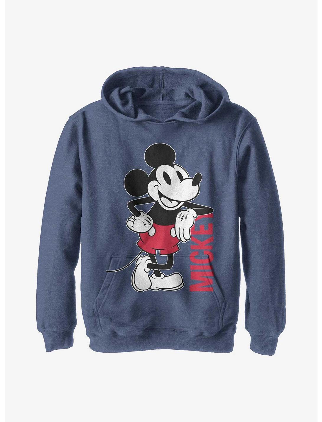 Disney Mickey Mouse Leaning Youth Hoodie, NAVY HTR, hi-res