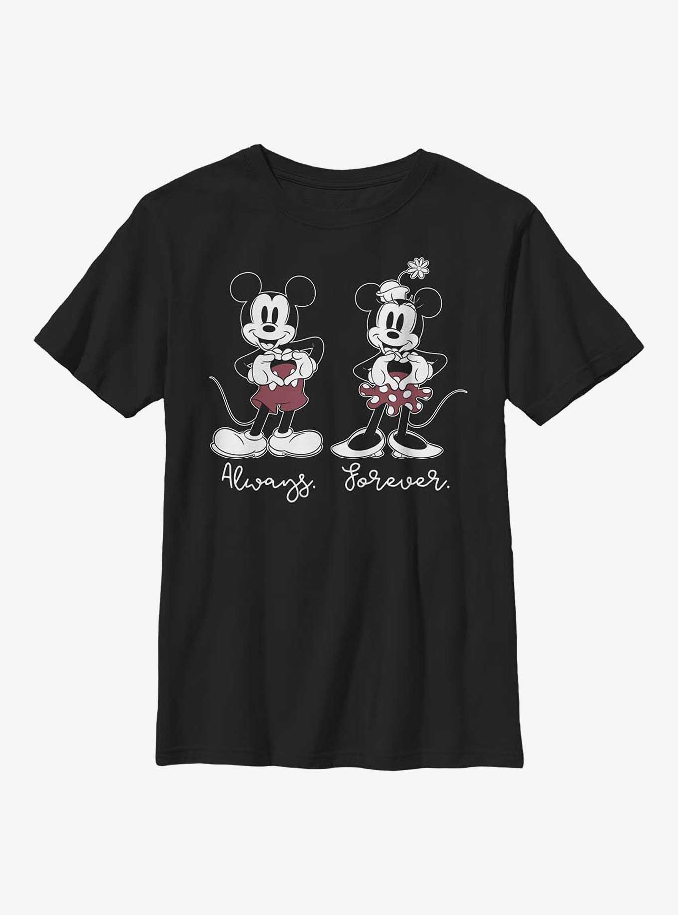 Disney Mickey Mouse & Minnie Always Forever Youth T-Shirt, BLACK, hi-res