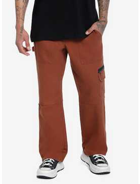 Brown Ankle Zipper Carpenter Pants, , hi-res