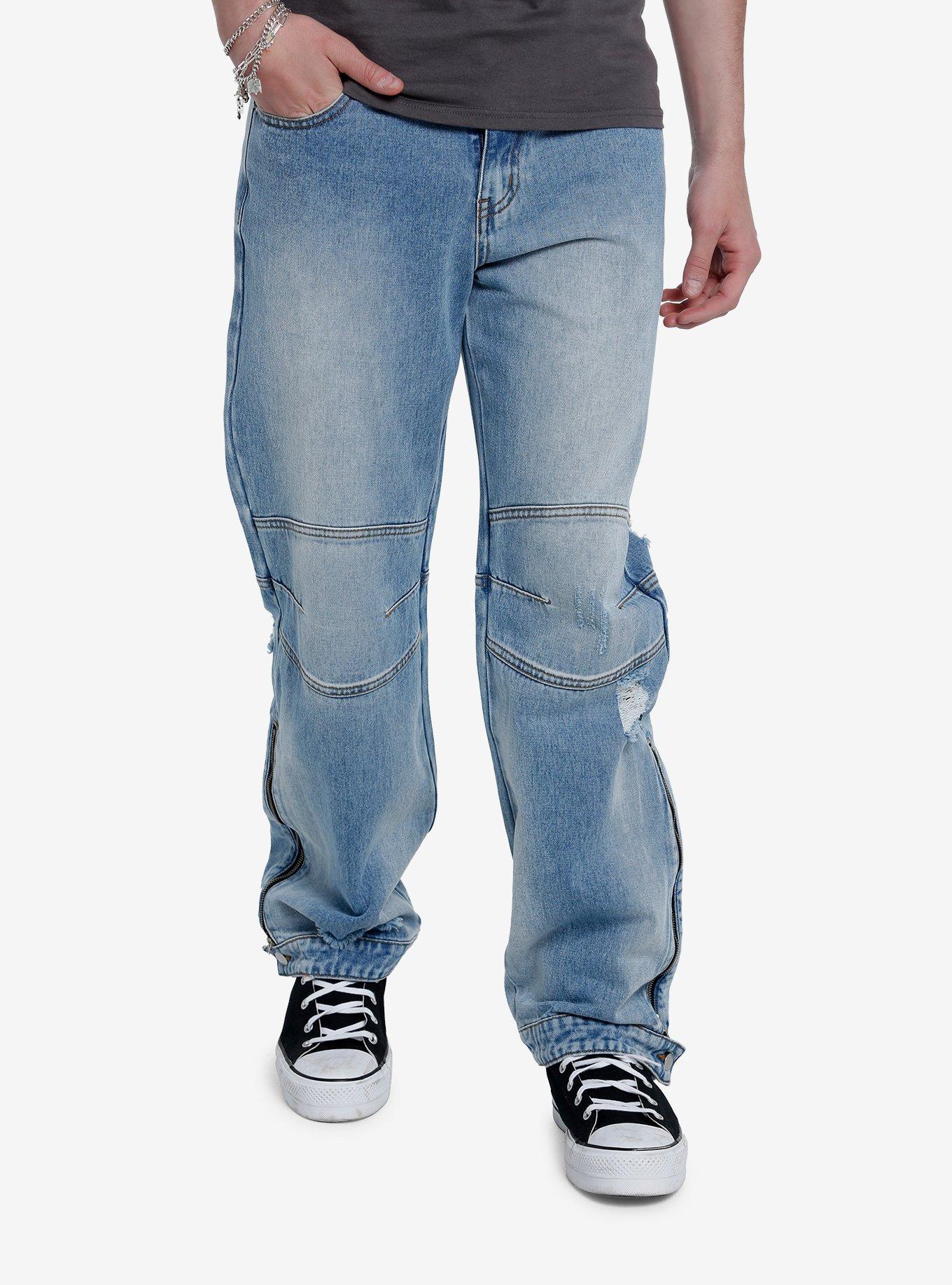 Indigo Light Wash Denim Carpenter Pants, INDIGO, hi-res