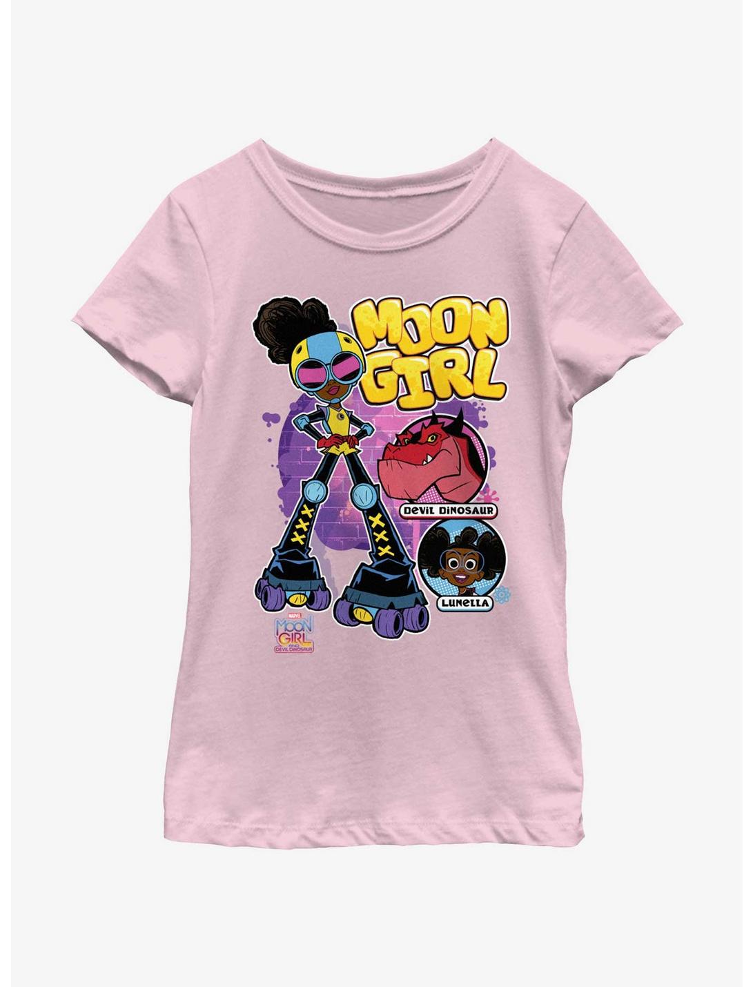 Marvel Moon Girl And Devil Dinosaur Rollerskate Youth Girls T-Shirt, PINK, hi-res