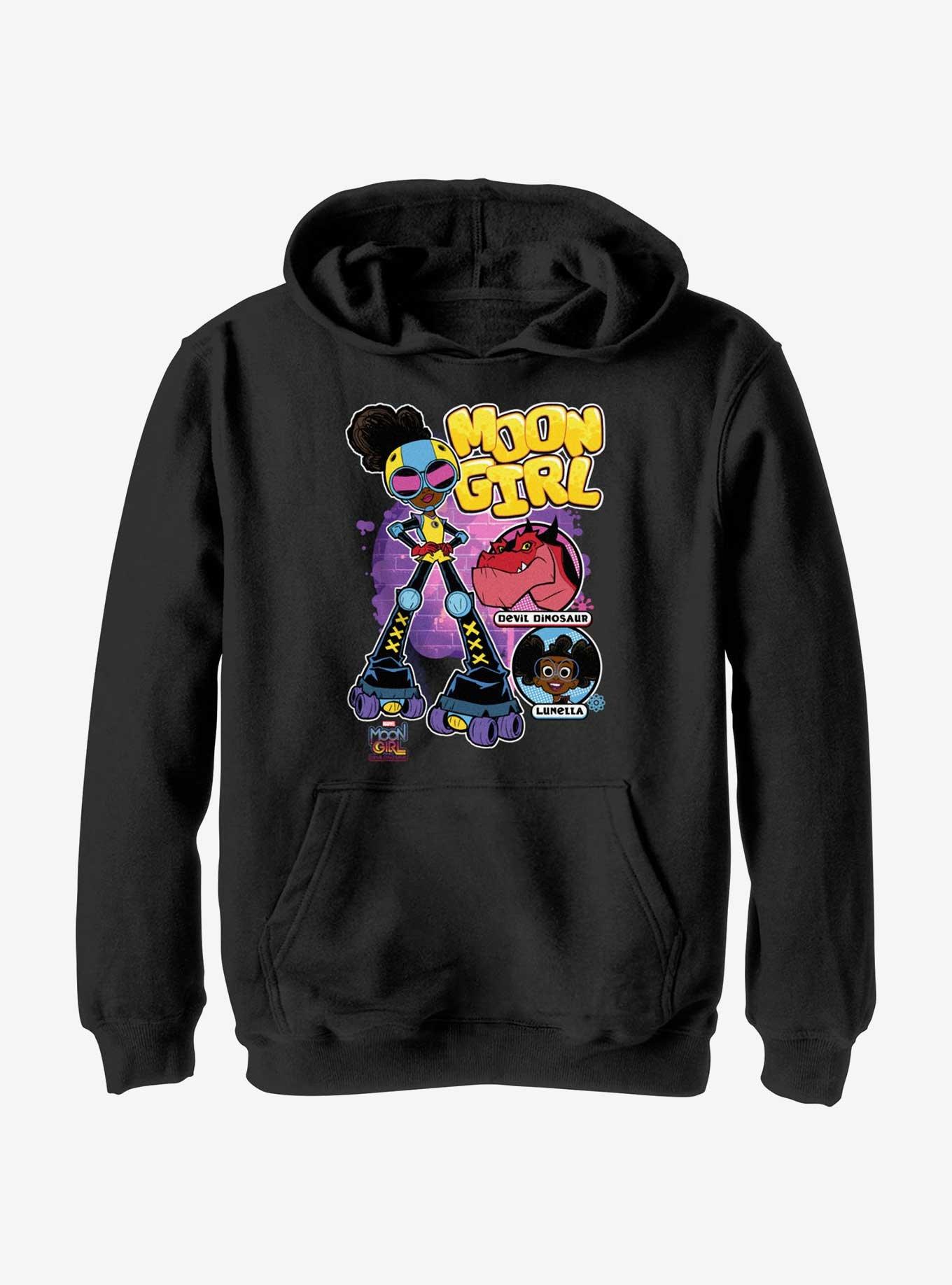 Marvel Moon Girl And Devil Dinosaur Rollerskate Youth Hoodie, , hi-res