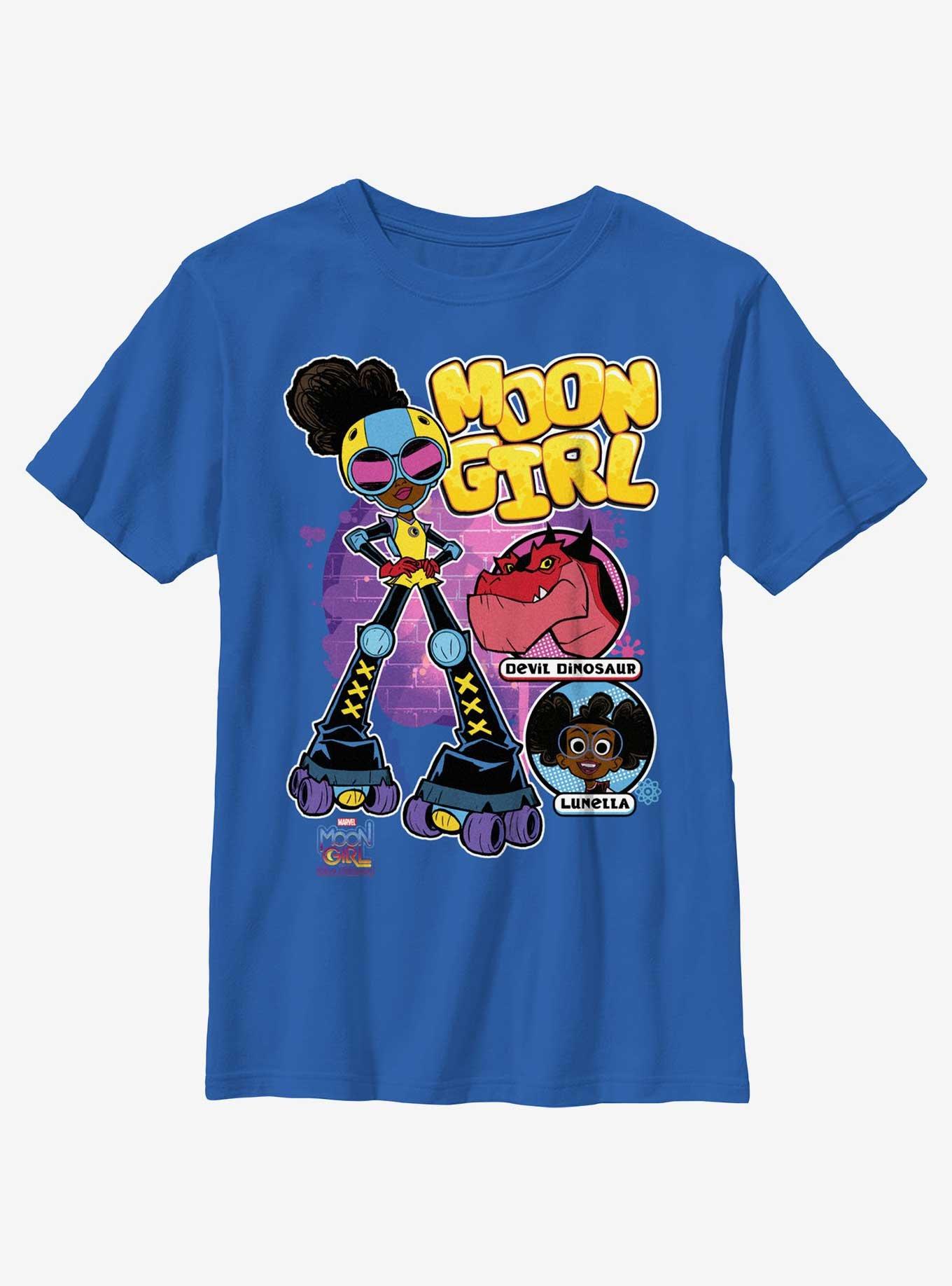 Marvel Moon Girl And Devil Dinosaur Rollerskate Youth T-Shirt, ROYAL, hi-res