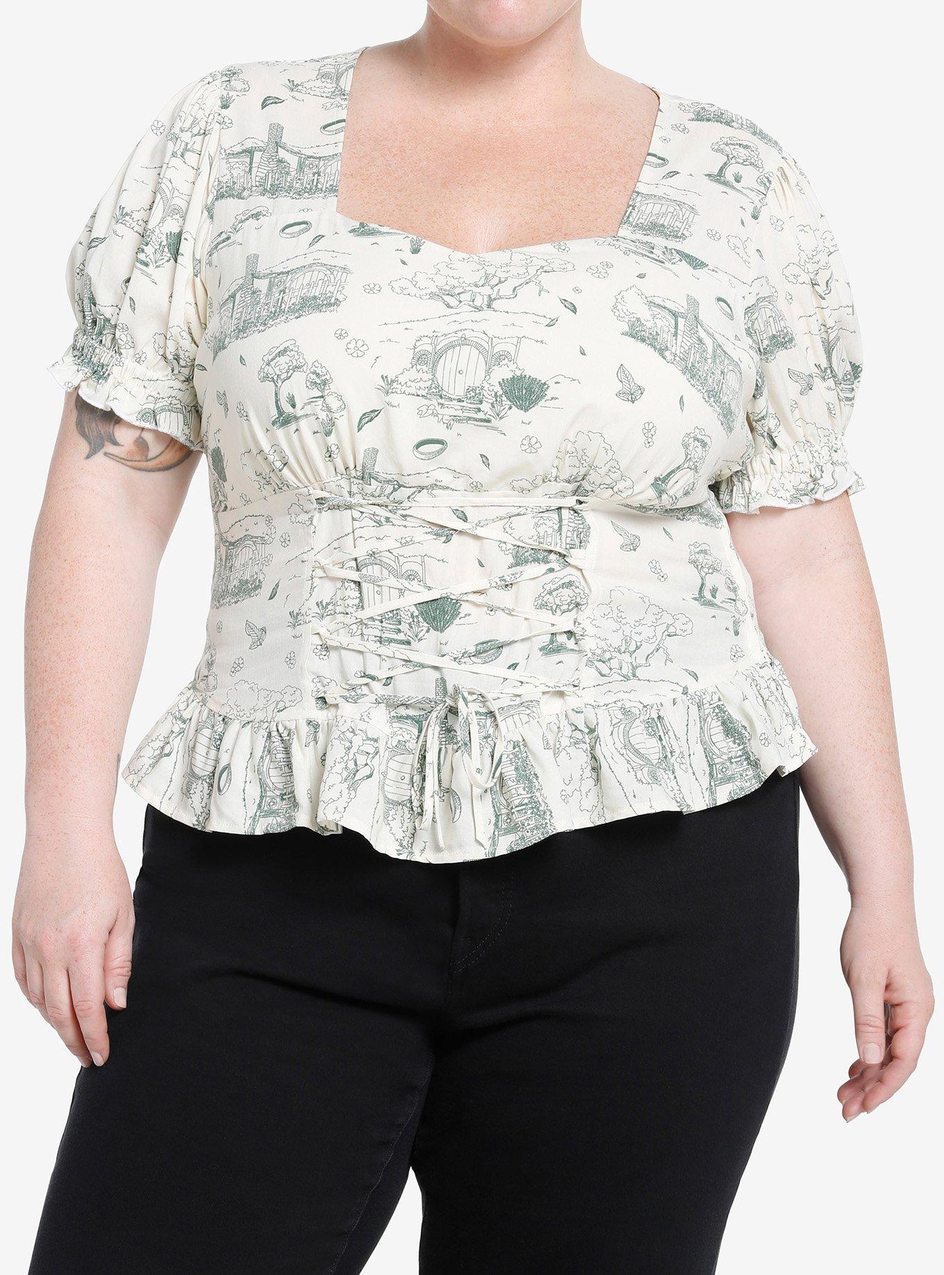 Plus size lace up clearance top