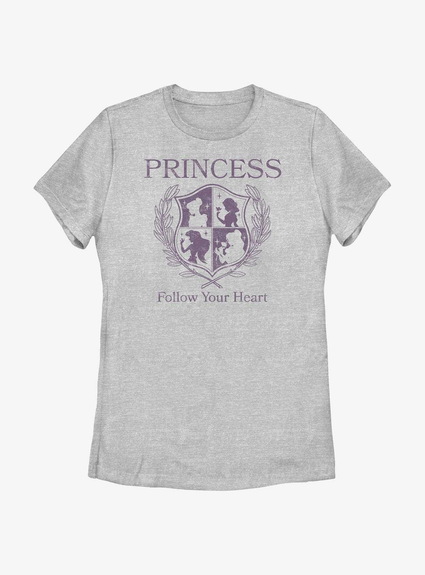 Disney Princesses Follow Your Heart Crest Womens T-Shirt, ATH HTR, hi-res