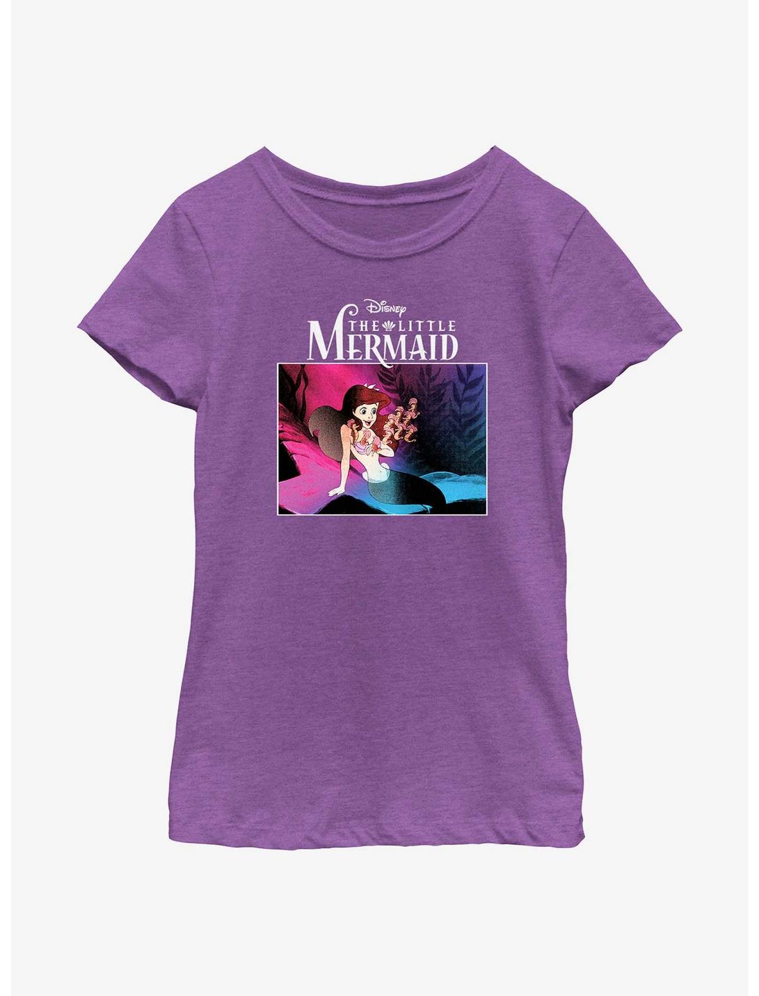 Disney The Little Mermaid Neon Ariel Youth Girls T-Shirt, PURPLE BERRY, hi-res