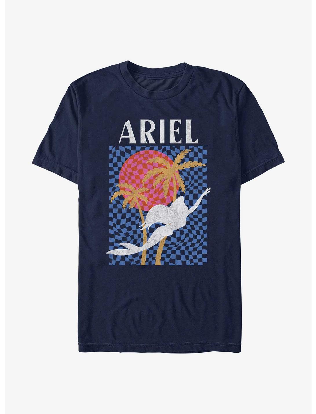 Disney The Little Mermaid Ariel Surf Style Silhouette T-Shirt, NAVY, hi-res
