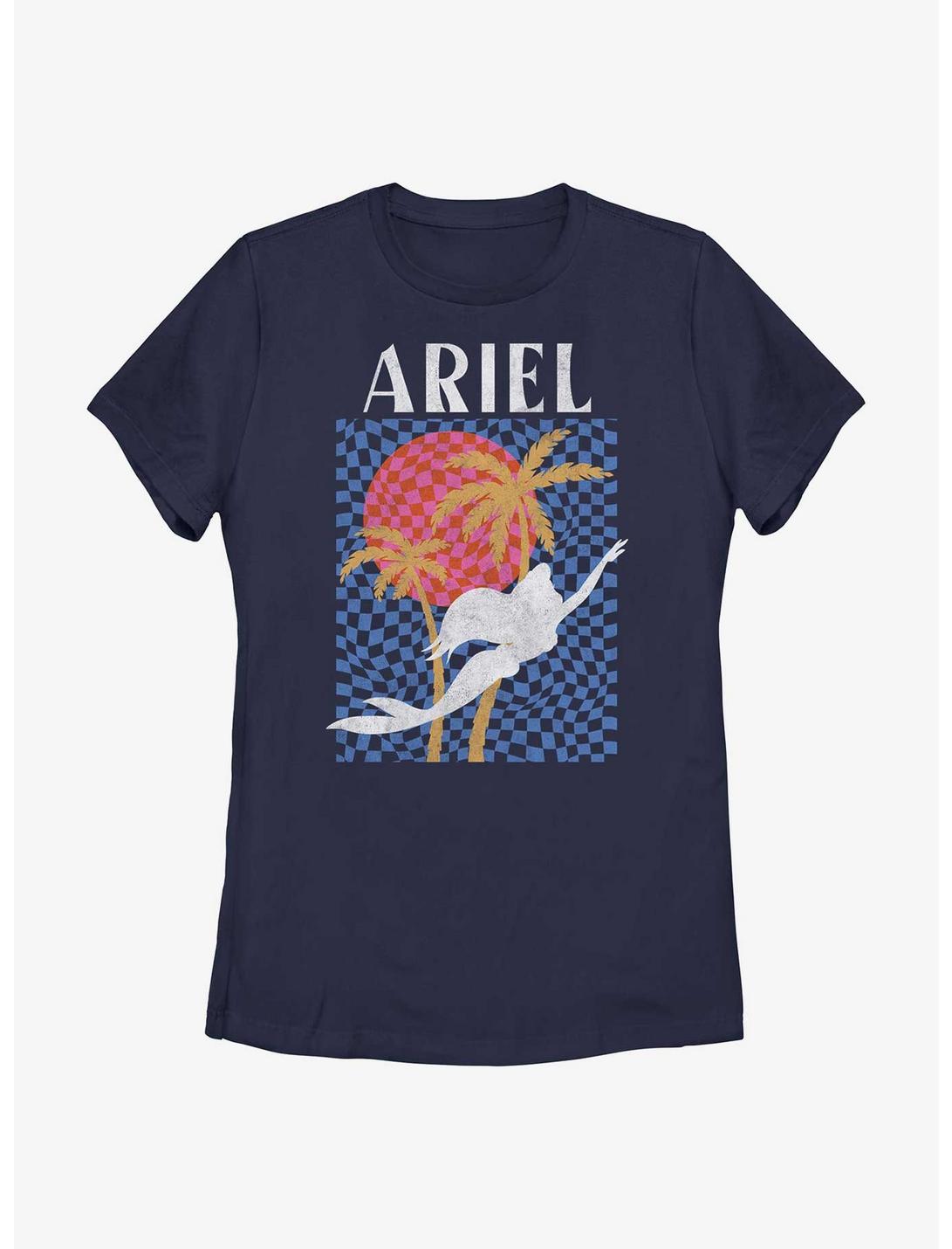 Disney The Little Mermaid Ariel Surf Style Silhouette Womens T-Shirt, NAVY, hi-res