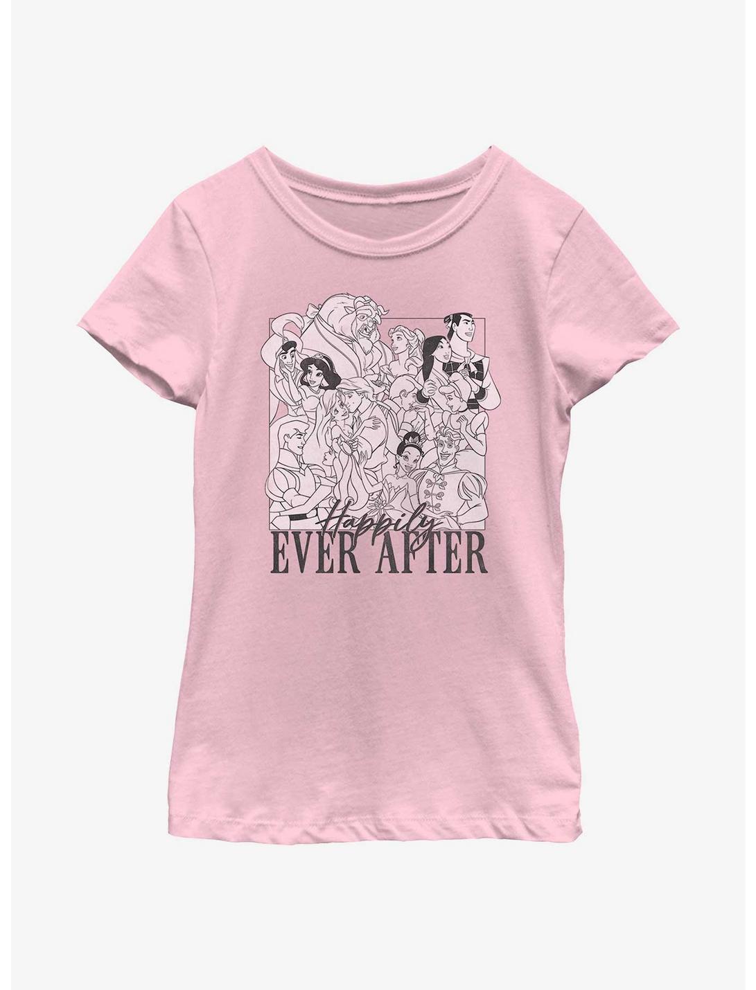 Disney Princesses Happily Ever After Group Youth Girls T-Shirt, PINK, hi-res
