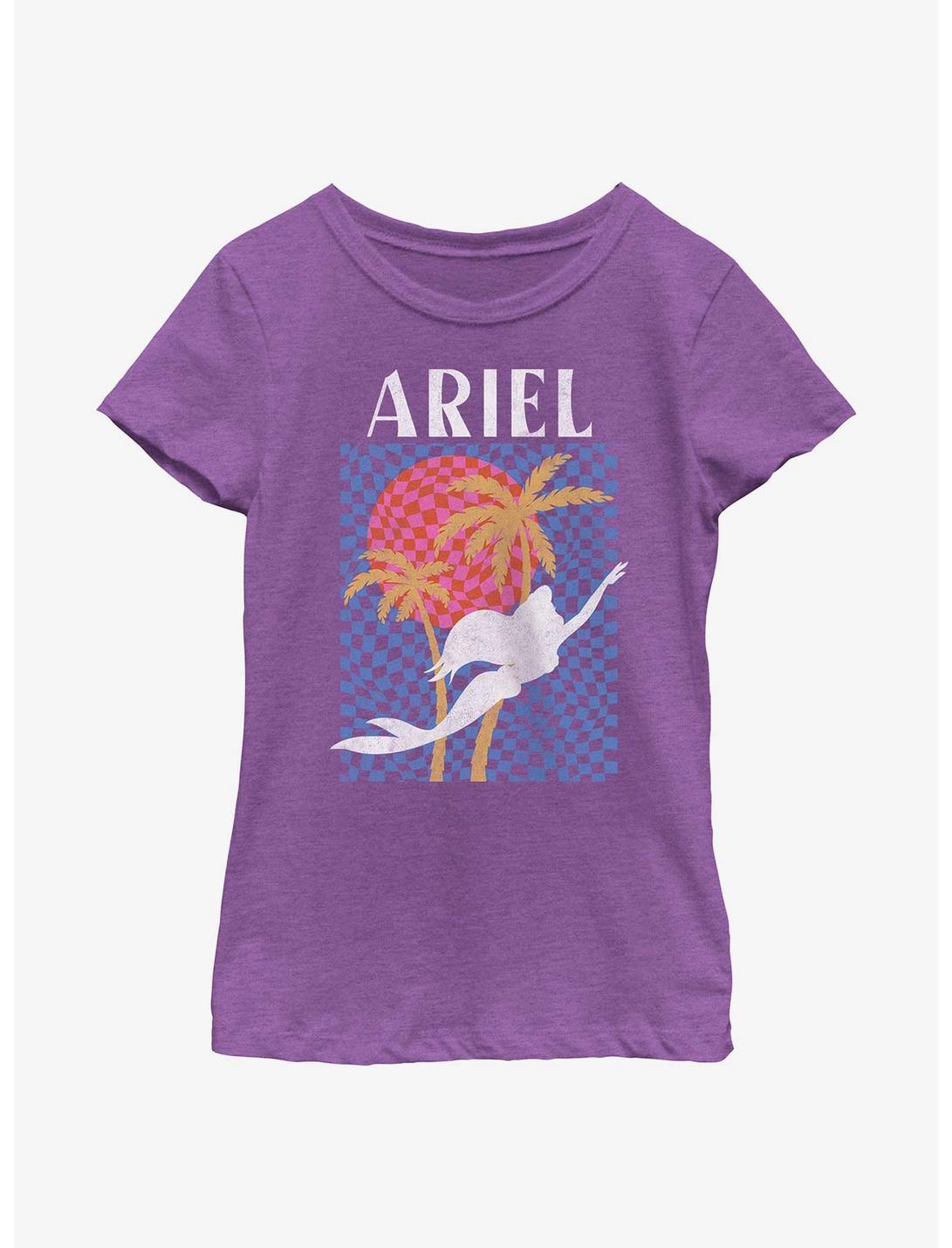 Disney The Little Mermaid Ariel Surf Style Silhouette Youth Girls T-Shirt, PURPLE BERRY, hi-res