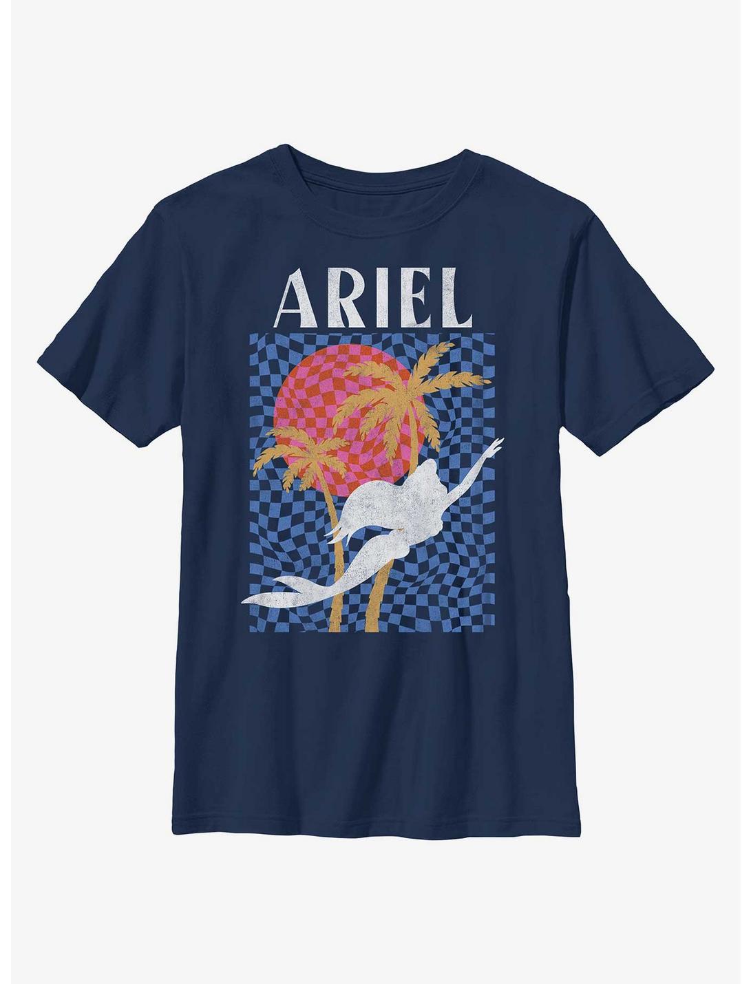 Disney The Little Mermaid Ariel Surf Style Silhouette Youth T-Shirt, NAVY, hi-res