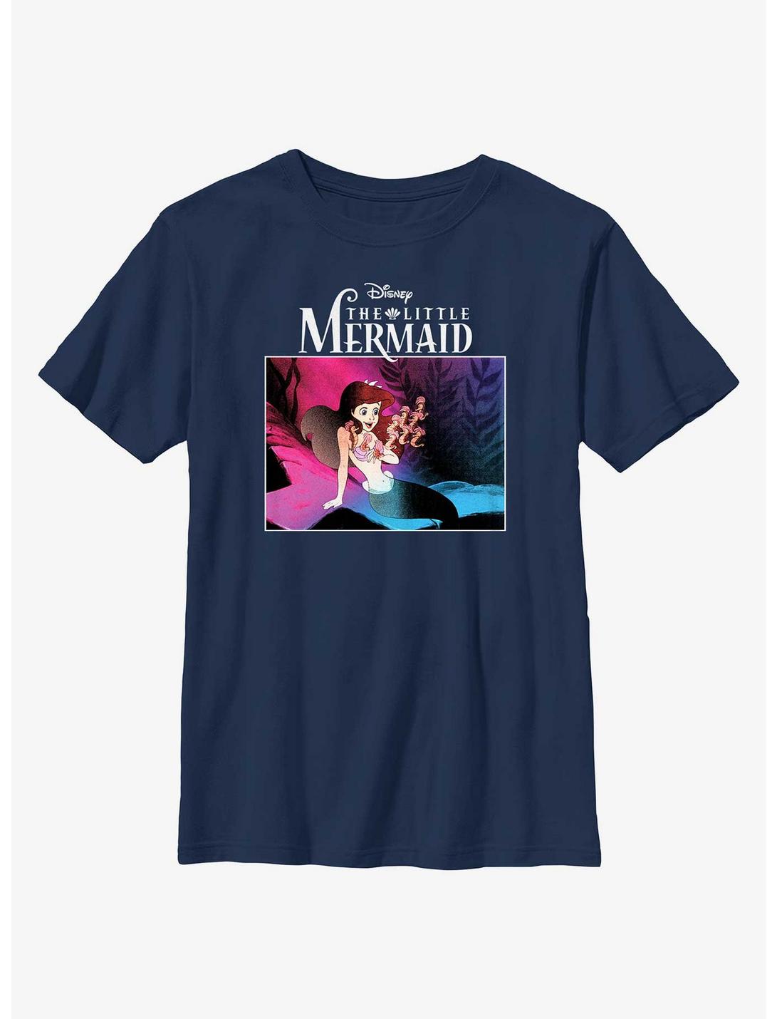Disney The Little Mermaid Neon Ariel Youth T-Shirt, NAVY, hi-res