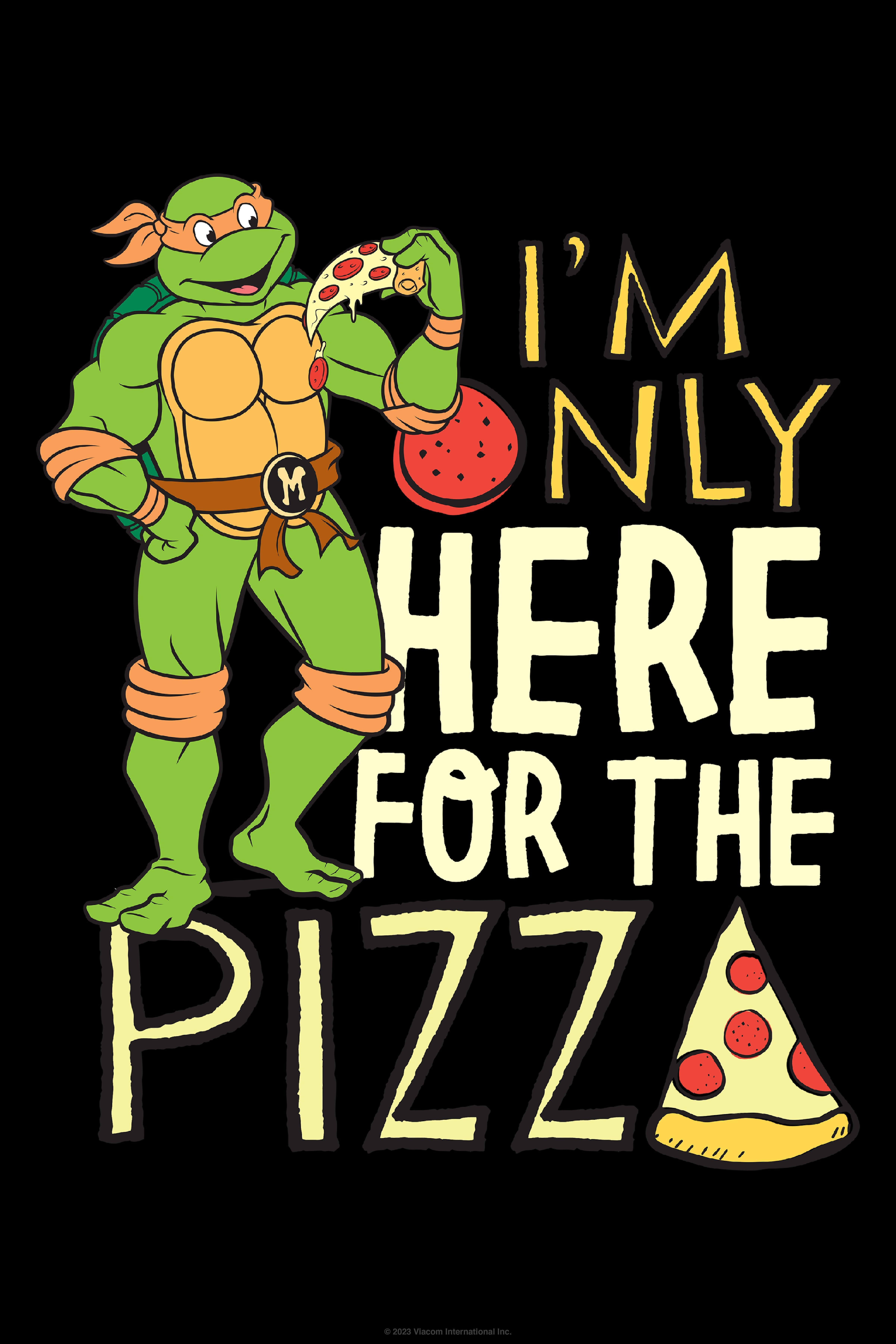 Teenage Mutant Ninja Turtles Michelangelo Here For The Pizza Poster, WHITE, hi-res