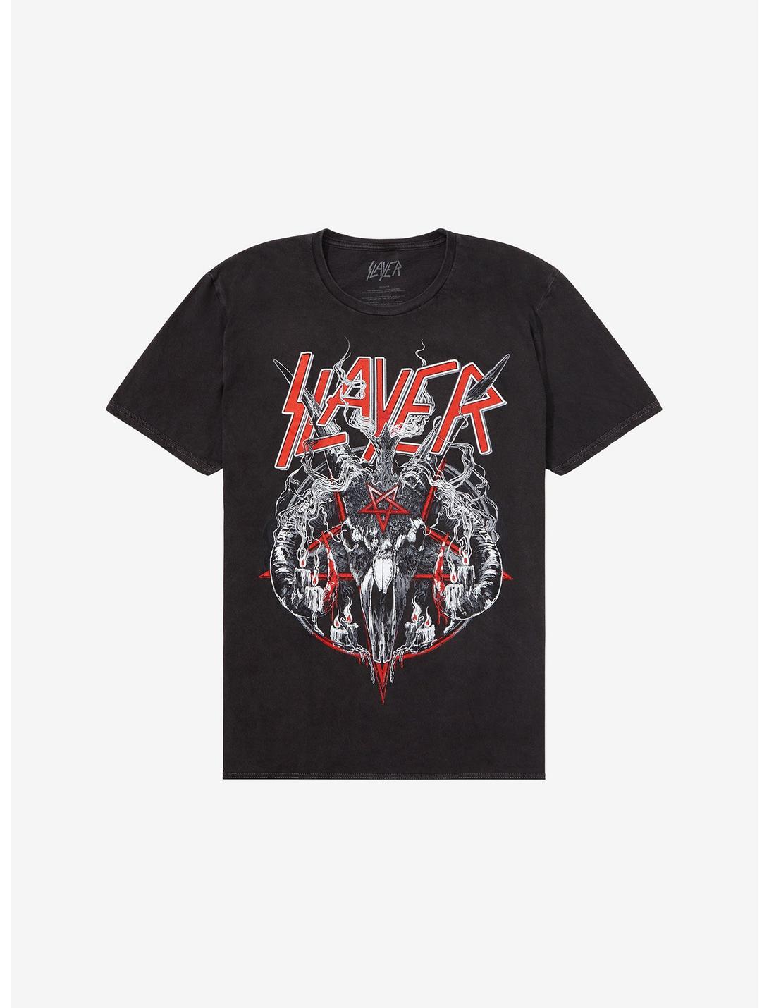 Slayer Goat Pentagram Pigment-Dyed T-Shirt, CHARCOAL, hi-res