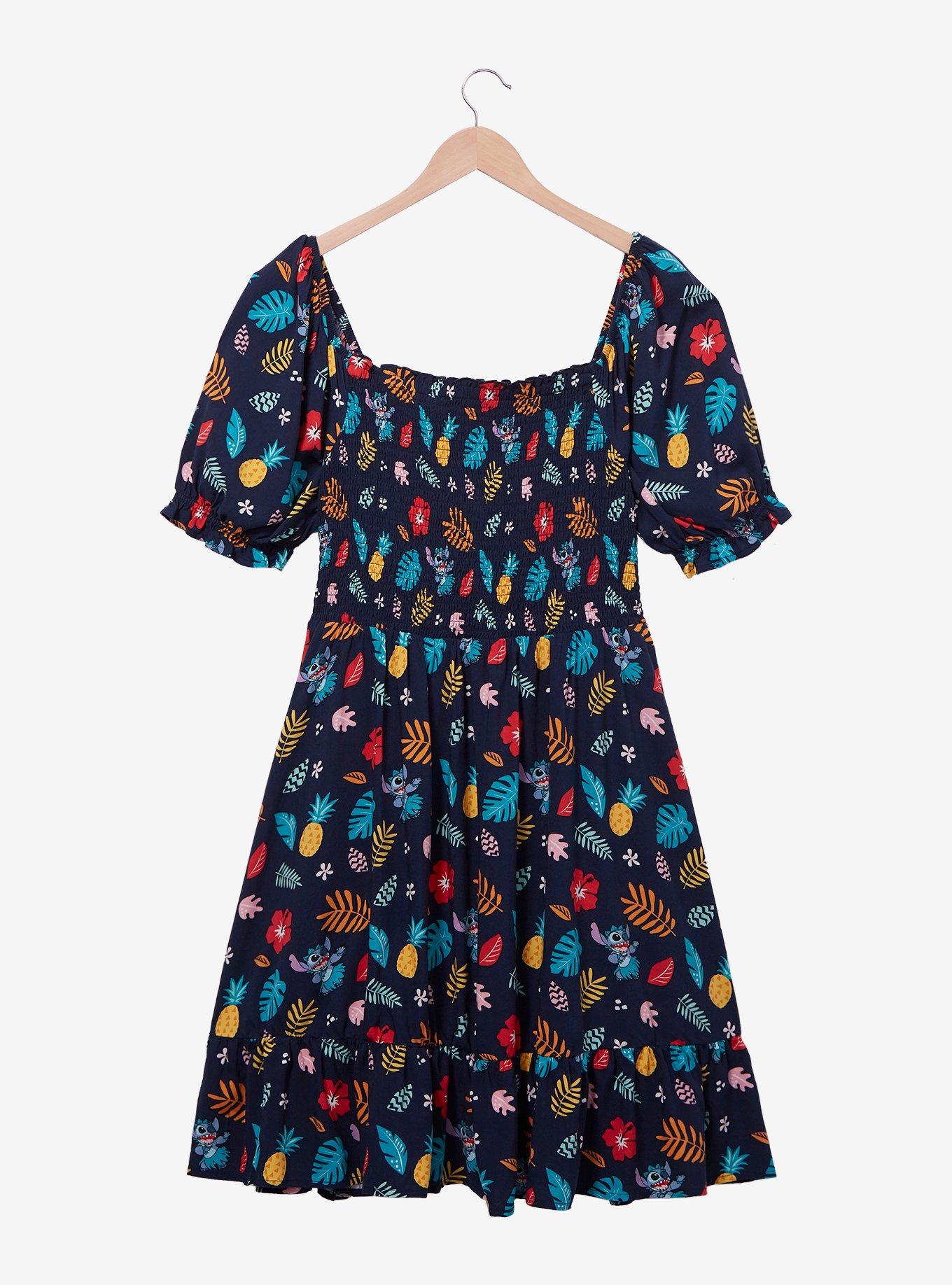 Her Universe Disney Lilo & Stitch Tropical Floral Allover Print Smock Dress - BoxLunch Exclusive , , hi-res