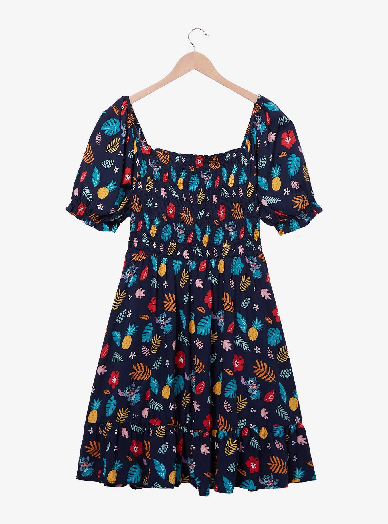 Her Universe Disney Lilo & Stitch Tropical Floral Allover Print Smock Dress - BoxLunch Exclusive , , hi-res