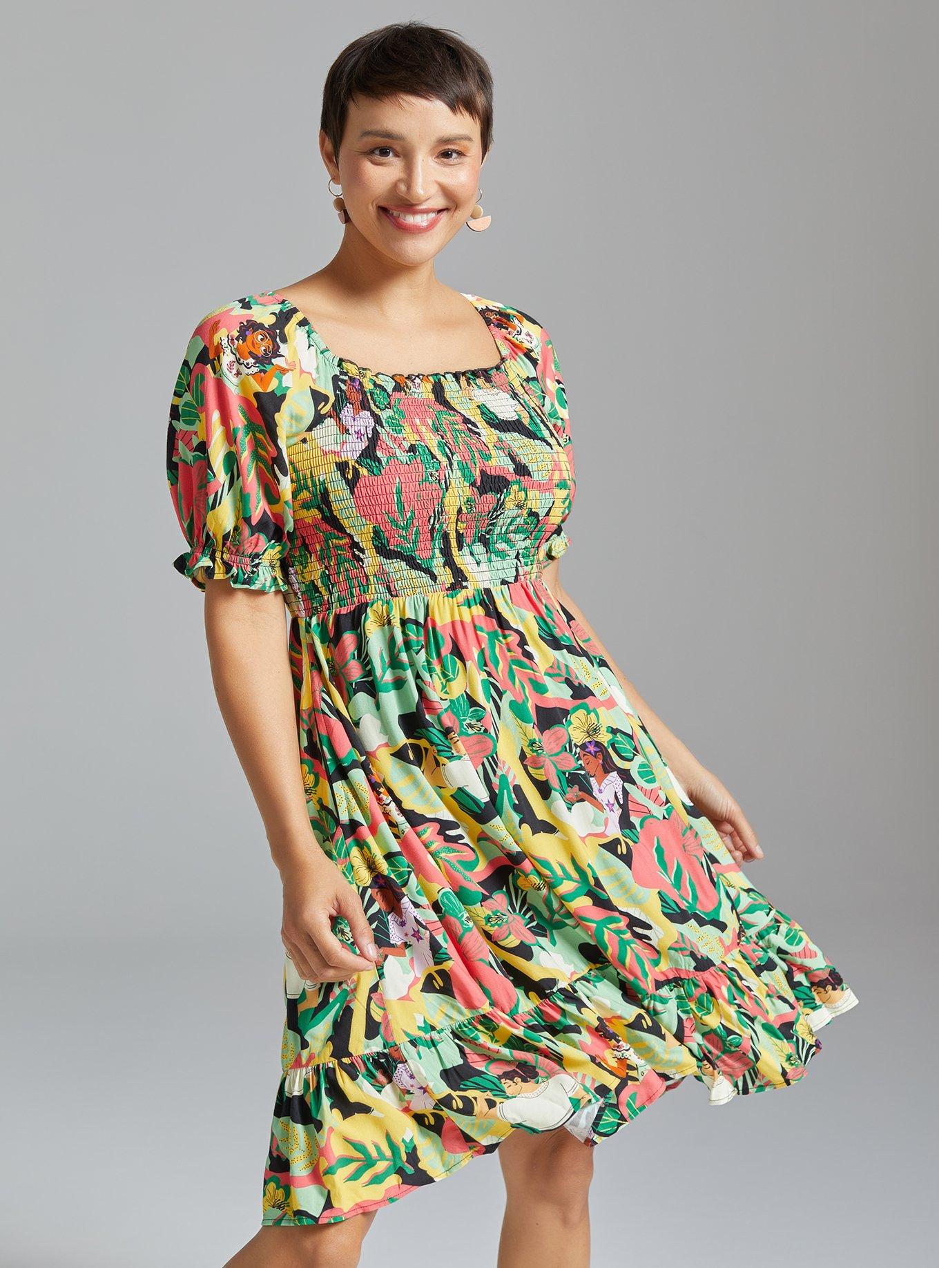 Her Universe Disney Encanto Floral Allover Print Smock Dress - BoxLunch Exclusive, MULTI, hi-res