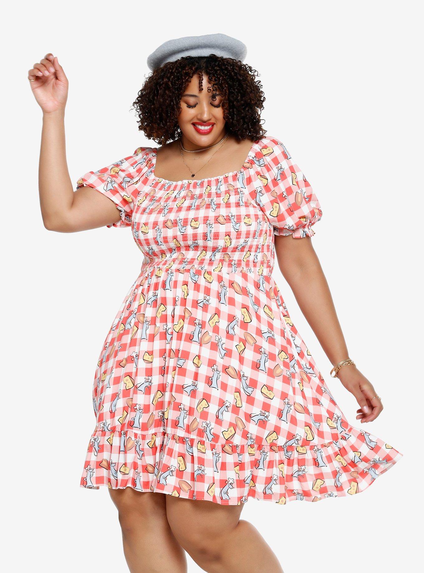Her Universe Disney Pixar Ratatouille Remy & Food Gingham Plus Size Smock Dress - BoxLunch Exclusive, , hi-res