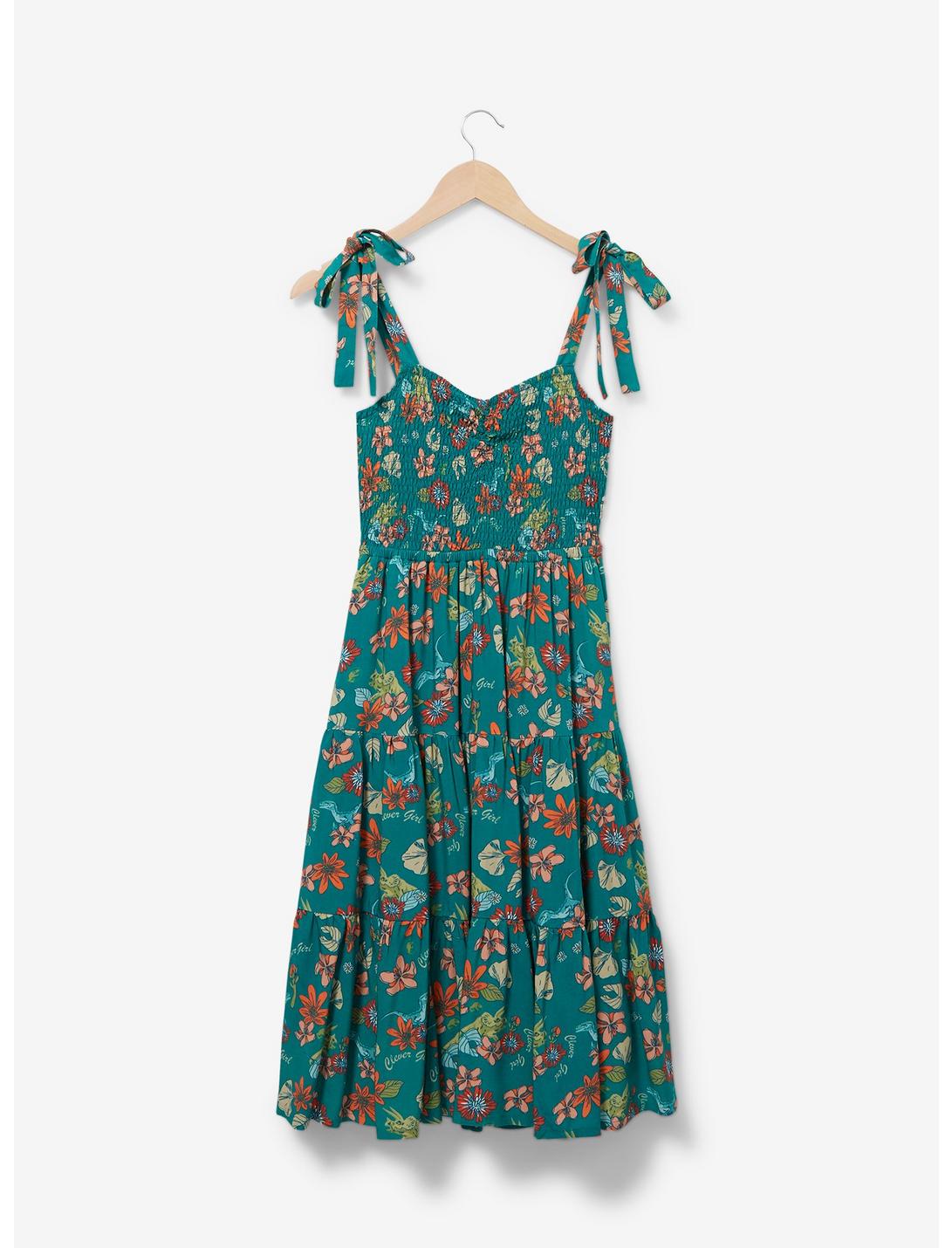 Jurassic Park Botanical Raptor Allover Print Tank Dress - BoxLunch Exclusive, TEAL, hi-res