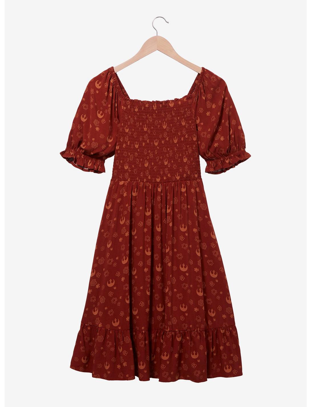 Her Universe Star Wars Rebellion Floral Allover Print Smock Dress - BoxLunch Exclusive, RUST, hi-res