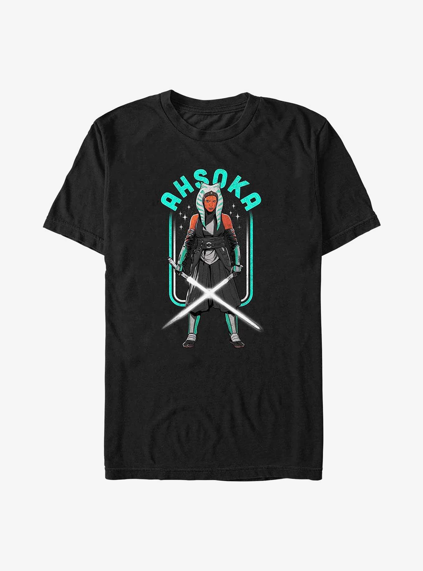 Star Wars The Mandalorian Ahsoka Crossed Lightsabers Big & Tall T-Shirt, BLACK, hi-res