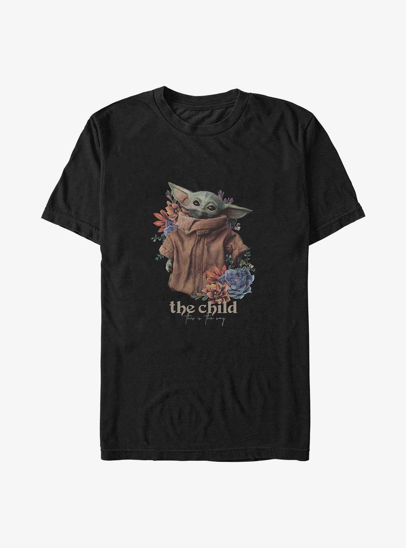 Star Wars The Mandalorian Floral Child Big & Tall T-Shirt, BLACK, hi-res