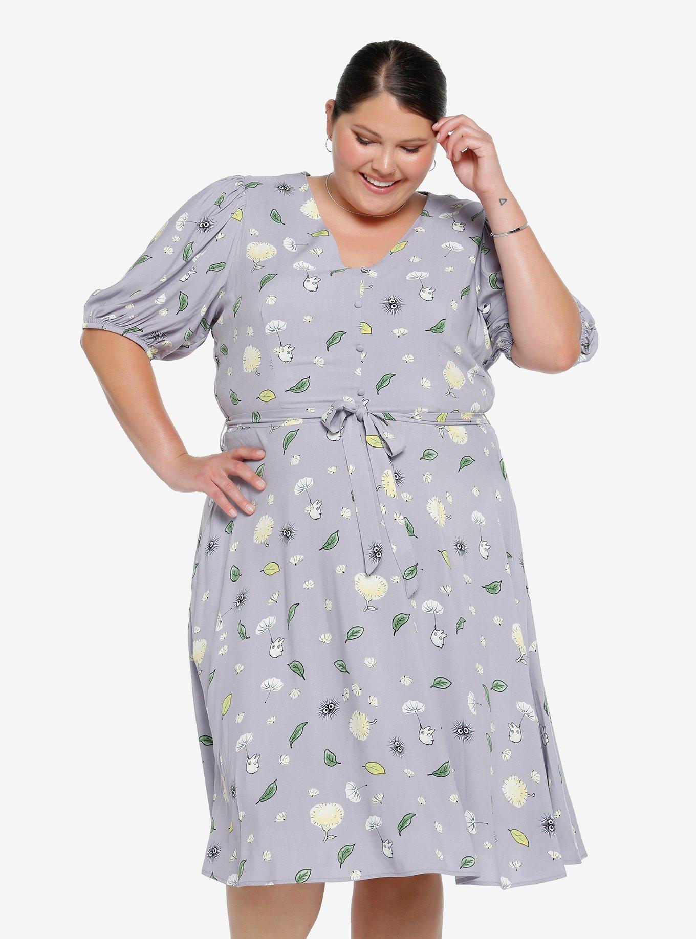 Her Universe Studio Ghibli My Neighbor Totoro Icons Allover Print Plus Size Midi Dress - BoxLunch Exclusive, LILAC, hi-res