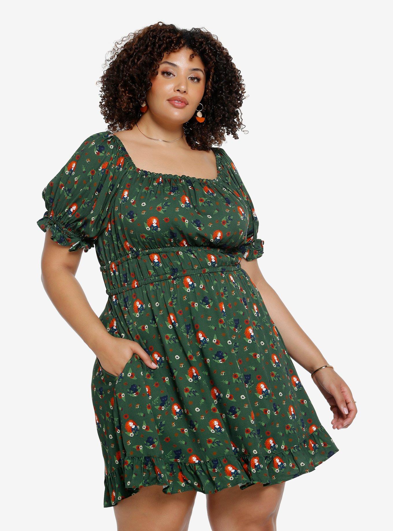 Disney Pixar Brave Merida & Bears Allover Print Plus Size Smock Dress - BoxLunch Exclusive, , hi-res